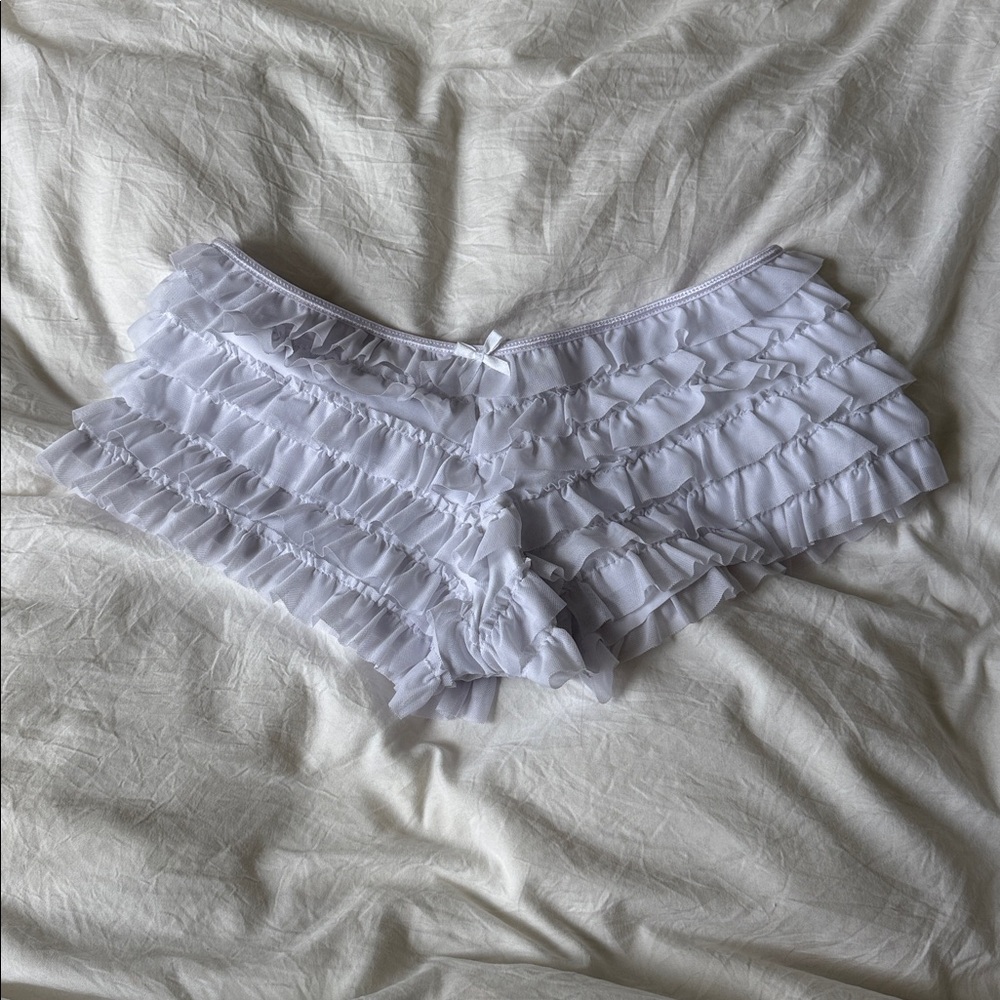White Ruffled Shorts